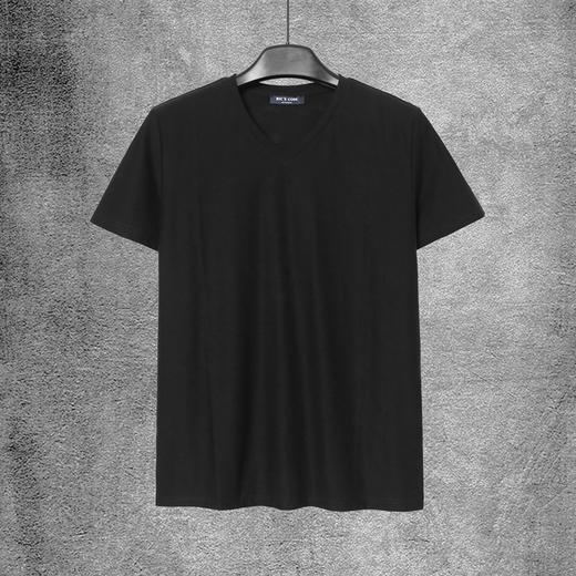 春夏季男士V领丝光棉黑色短袖恤衫  CH8S241* 商品图0