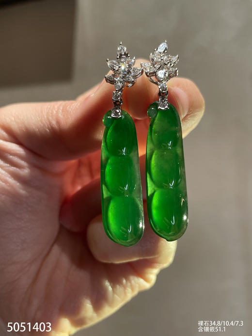 老坑玻璃种艳绿福豆耳坠【5051403】具体价格微信咨询 商品图1
