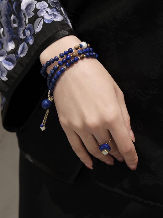 MELI&MOLI |青金四方瓶均码可调925银镶石香薰戒指—五行之水 商品图0