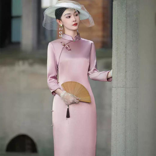 老上海高端醋酸旗袍HQ335 商品图2