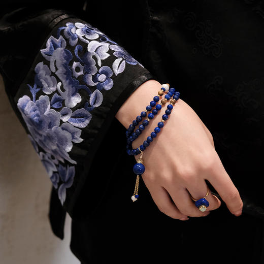 MELI&MOLI【水】青金石迷你香薰瓶 珍珠点缀圆珠手串【D类】 商品图0