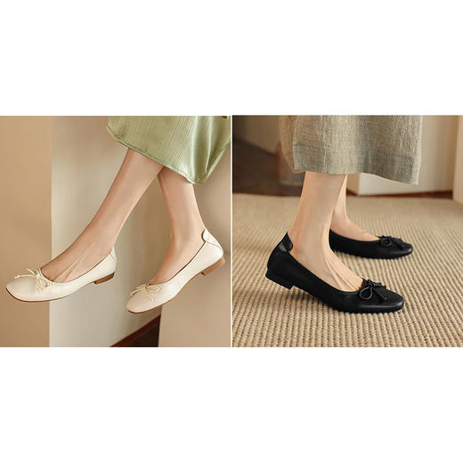 手工女鞋一脚蹬浅口豆豆鞋女2025新款蝴蝶结奶奶鞋软底1.8CM 商品图0