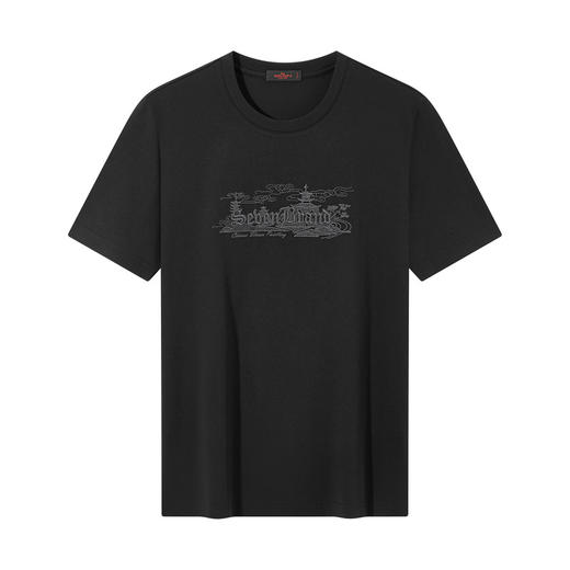 【保型索罗纳】柒牌短袖T恤男夏季新品时尚绣花休闲百搭圆领上衣128T70780 商品图4