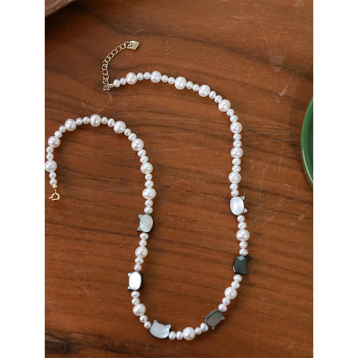 牧衣游  鲍鱼贝猫咪头淡水珍珠项链复古 桉歌【不支持会员折】 商品图1