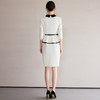 IWY/黑白拼接七分袖白色连衣裙女设计感假两件医美职业裙装正装Q1273 商品缩略图4
