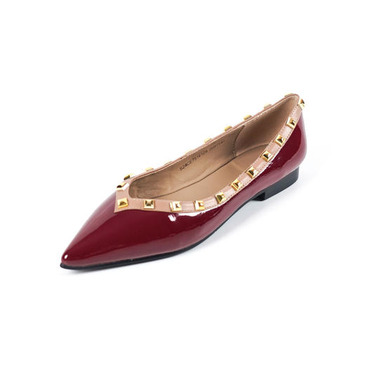 westory新款牛皮铆钉饰扣平底舒适小尖头单鞋S24CE75161（第二批） 商品图2