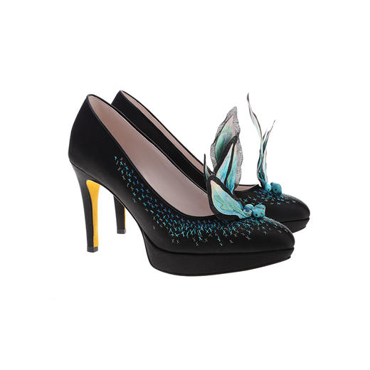 sheme野纤物语系列环保火草绒刺绣点缀女士高跟鞋优雅时尚可定制 商品图5