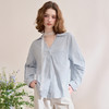 西遇蕾丝拼接衬衫女新款蓝色法式假两件薄款长袖上衣D0050469 商品缩略图2