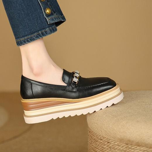 【预售5天】韩版百搭坡跟英伦风一脚蹬松糕鞋厚底新款休闲单鞋女ZMXY&ZMA2707 商品图0