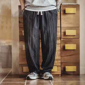 工装优选 美式休闲水波纹褶皱坐禅裤日系松弛cityboy休闲裤男春夏