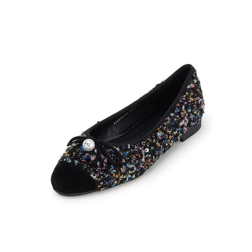 westory秋季新款蝴蝶结珍珠饰扣小尖头低跟舒适优雅单鞋W24CE75271 商品图2