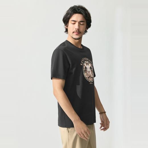 【十二生肖剪纸鼠】柒牌短袖T恤男夏季新款老鼠图案休闲圆领体恤128T72120 商品图2