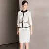 IWY/黑白拼接七分袖白色连衣裙女设计感假两件医美职业裙装正装Q1273 商品缩略图1