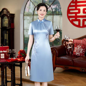 LHS-C180婚宴礼服2025新款 喜婆婆年轻款旗袍裙 中式改良旗袍春夏季女