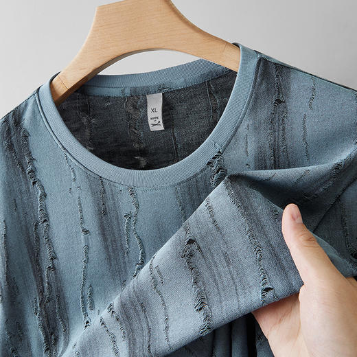 【DDP】大依优型大码破洞短袖T恤休闲透气半袖夏季上衣胖子加肥加大 商品图5