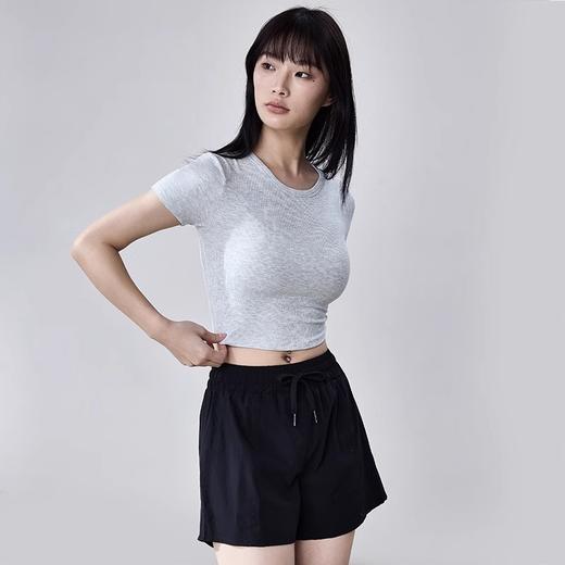 跃牌【周游世界系列】2025春夏新品瑜伽服天丝莫代尔螺纹小圆领T恤长款运动上衣TP0763/TP0864 商品图1