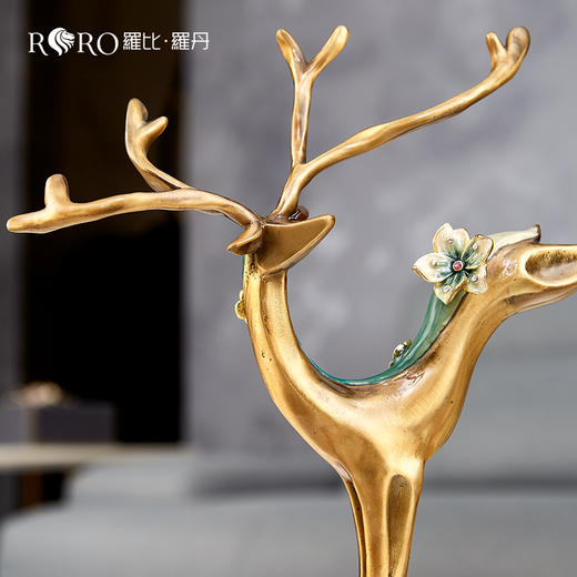 【彼达思】罗比罗丹 其乐融融 纯铜鹿摆件轻奢家用商务 商品图2