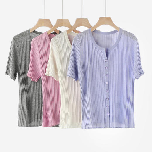 【高品质私服】【天丝亚麻坑条小开衫】手感柔软细腻，色泽柔和，不挑人穿JZ2504-CC 商品图0