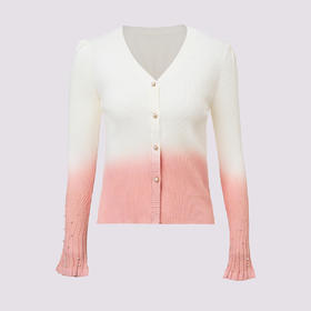 复古少女感珍珠扣喇叭袖针织开衫外套(货号:MF86JA002E0002)