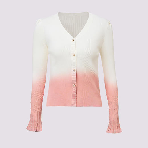 复古少女感珍珠扣喇叭袖针织开衫外套(货号:MF86JA002E0002) 商品图0