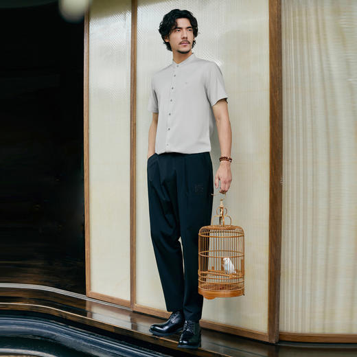 【中华立领】柒牌短袖衬衫男士2025夏季新品含莫代尔休闲简约衬衣128A70720 商品图3