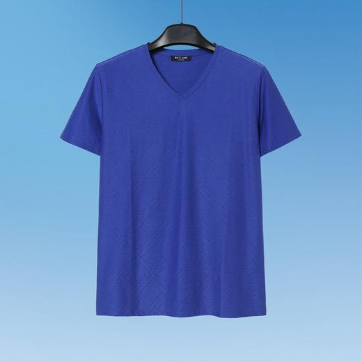 男士时尚修身版V领压纹网格纯色短袖恤衫  CH8S041* 商品图1