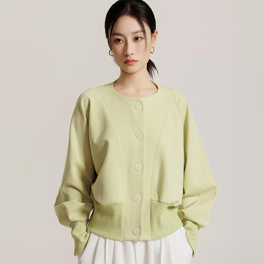 weyo春季女款法式收腰短款圆领卫衣外套880024 商品图1