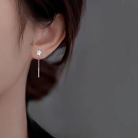 【敦煌小桃花纯银耳线】s925银桃花耳线 女气质耳饰 新款爆款养耳洞耳环