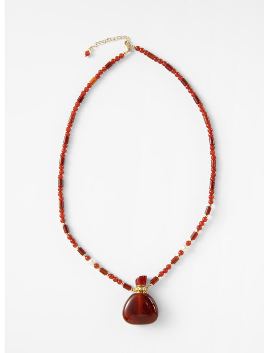 MELI&MOLI |红玛瑙中号福袋吊坠珍珠点缀红玛瑙珠串项链—五行之火 商品图1