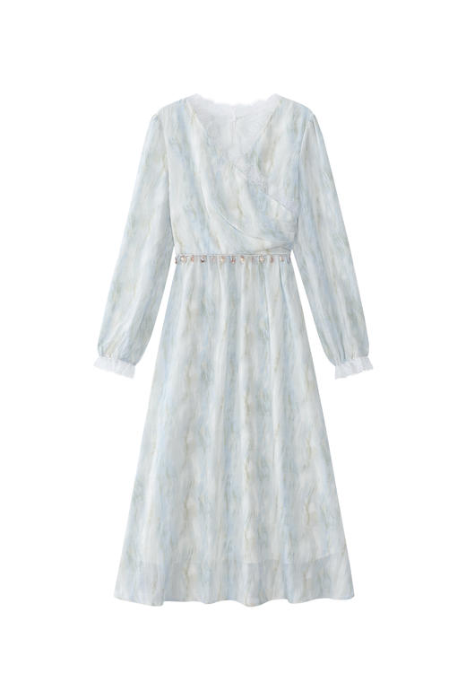 鹿向南「春日遐想」法式V领连衣裙女款2025新款春装气质显瘦裙子 商品图2