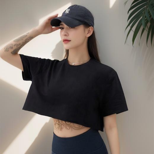 运动卷边t恤防紫外线速干透气瑜伽服晨跑服夏季户外百搭 商品图3