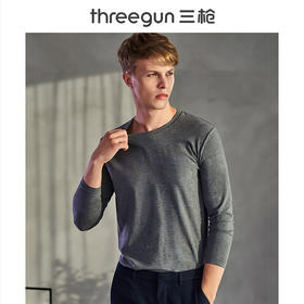 Threegun三枪【匠心系列-80支丝柔皮马棉】圆领男士长袖上衣打底衫-22967A911