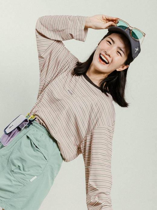 【童品会专属】ACMEITEM爱棵米 户外亲子速干条纹长袖T恤吸湿宽松运动上衣男女GAG3340328A/GAG3340422A 商品图1