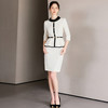 IWY/黑白拼接七分袖白色连衣裙女设计感假两件医美职业裙装正装Q1273 商品缩略图3