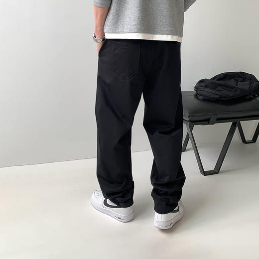 徐太浪缉明线纯色系绳休闲裤男2025新款春秋宽松直筒裤子大码长裤 商品图3