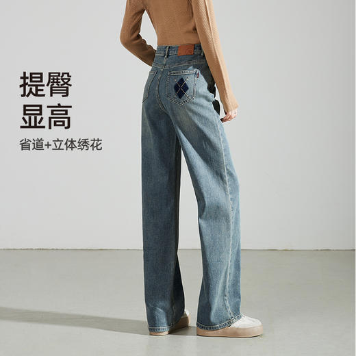 【复古窄版直筒裤】逸阳宽松显瘦窄版阔腿长裤子0350A 商品图2
