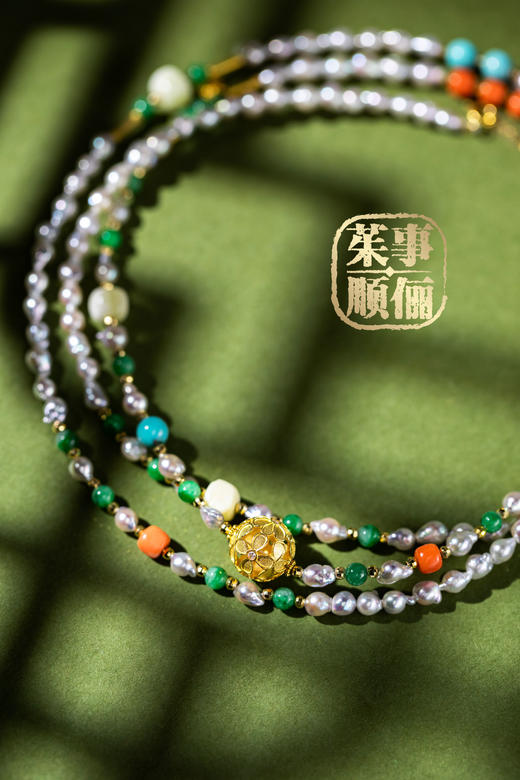 【茱事顺俪】18K黄金天然海水珍珠毛衣链 商品图0