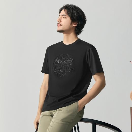 【十二生肖剪纸龙】柒牌短袖T恤男士夏季薄款龙图案休闲圆领上衣128T72090 商品图5