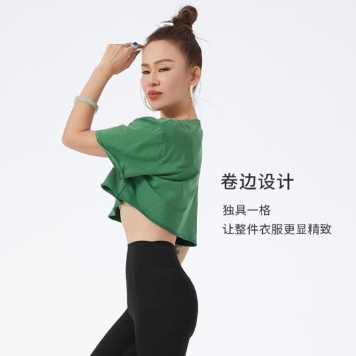 运动卷边t恤防紫外线速干透气瑜伽服晨跑服夏季户外百搭 商品图1
