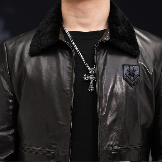 66X1770699180 罗蒙ROMON  罗蒙首发商务休闲真皮外套山羊皮男式皮衣 商品图2