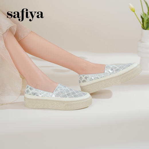 预售10天|Safiya/索菲娅2025精致优雅亮片草编透气懒人软底渔夫鞋 SFD1112250 商品图2