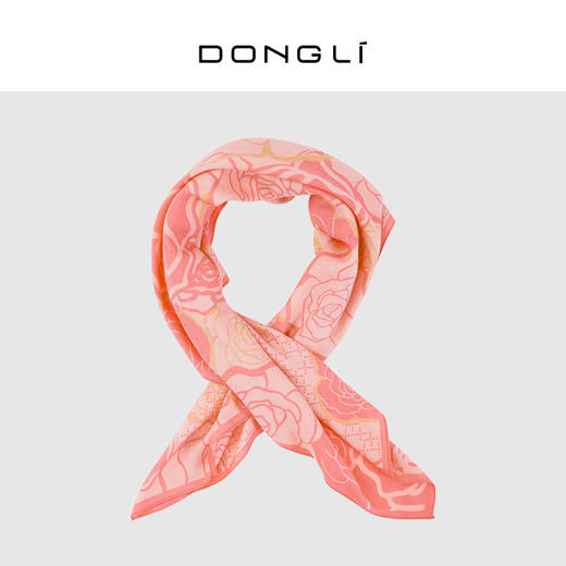 东黎 • 绒间玫瑰印花披肩90CM*90CM 5139 商品图1