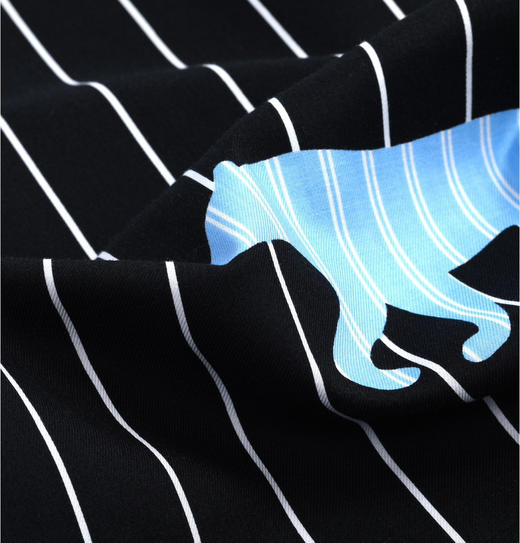 情侣款天丝棉长袖/短袖家居服 黑底蓝纹优雅豹子睡衣套装 商品图8