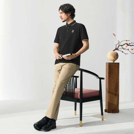 【十二生肖剪纸羊】柒牌7A抗菌短袖POLO衫男夏季凉感刺绣翻领T恤128T71980 商品图4