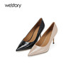 Westory2025年春季尖头高跟光面牛皮通勤百搭浅口单鞋W25AE57851 商品缩略图0
