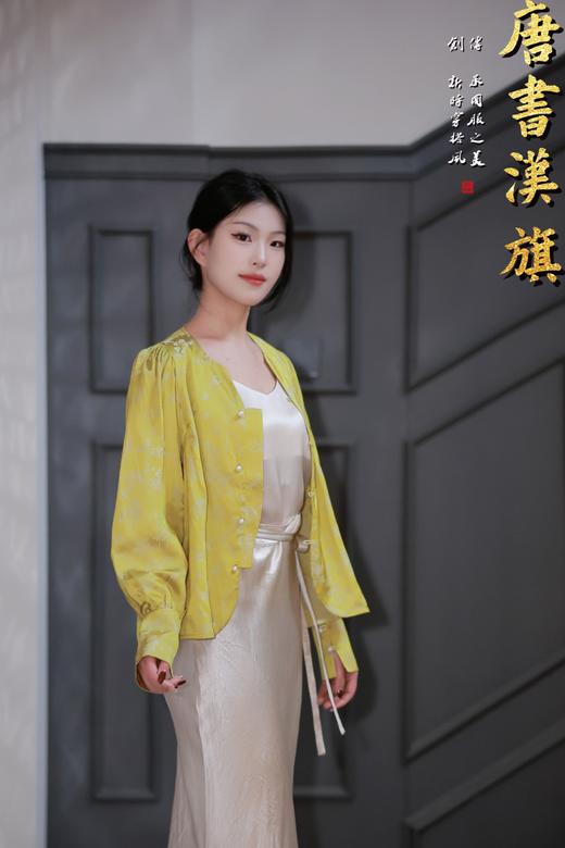 【青绿】新中式外套春季新款高级感人丝提花长袖开衫衬衣改良唐装国风衬衫 商品图1