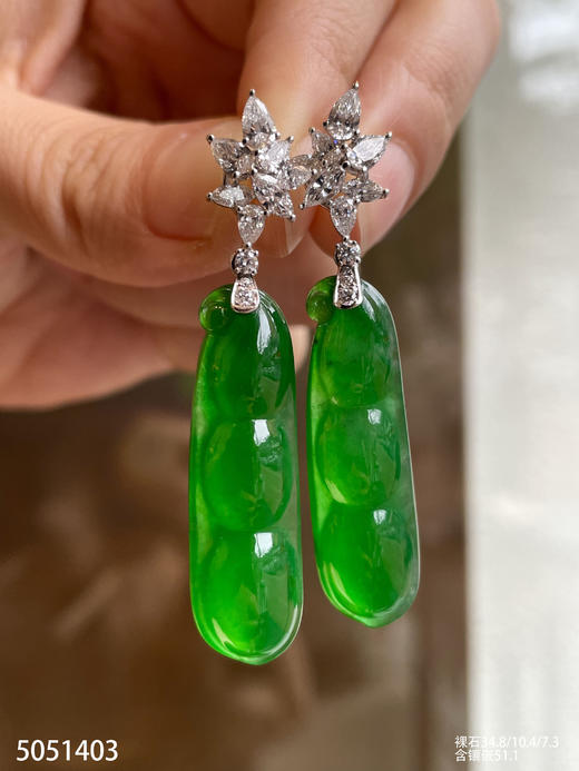 老坑玻璃种艳绿福豆耳坠【5051403】具体价格微信咨询 商品图5