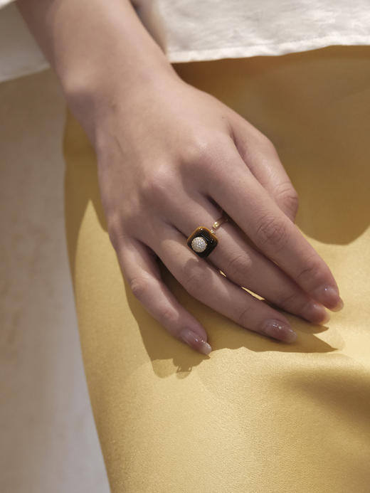 MELI&MOLI |黄虎眼四方瓶均码可调925银镶石香薰戒指—五行之土 商品图0