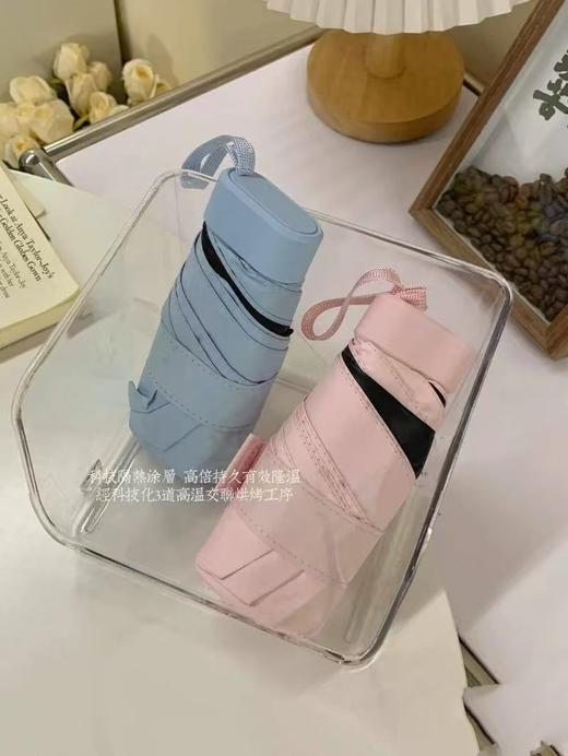 【云蔓扁六折卡片太阳伞】小巧方便，真正的物理防晒!UPF50+  迷你便携，手机大小!晴雨两用 超轻&超小"能揣兜里的防晒口袋伞伞 黑胶晴天高防晒值UPF50+@伞下降温6- 10℃ 商品图2