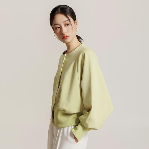 weyo春季女款法式收腰短款圆领卫衣外套880024 商品图2